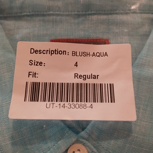 Untuckit Blush Aqua Women's Linen Long Sleeve Button Down SZ  4  NWT - Picture 8 of 8